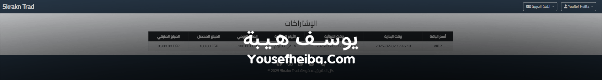 موقع استثمار ربحي إلكتروني متكامل لمشروع تخرج.