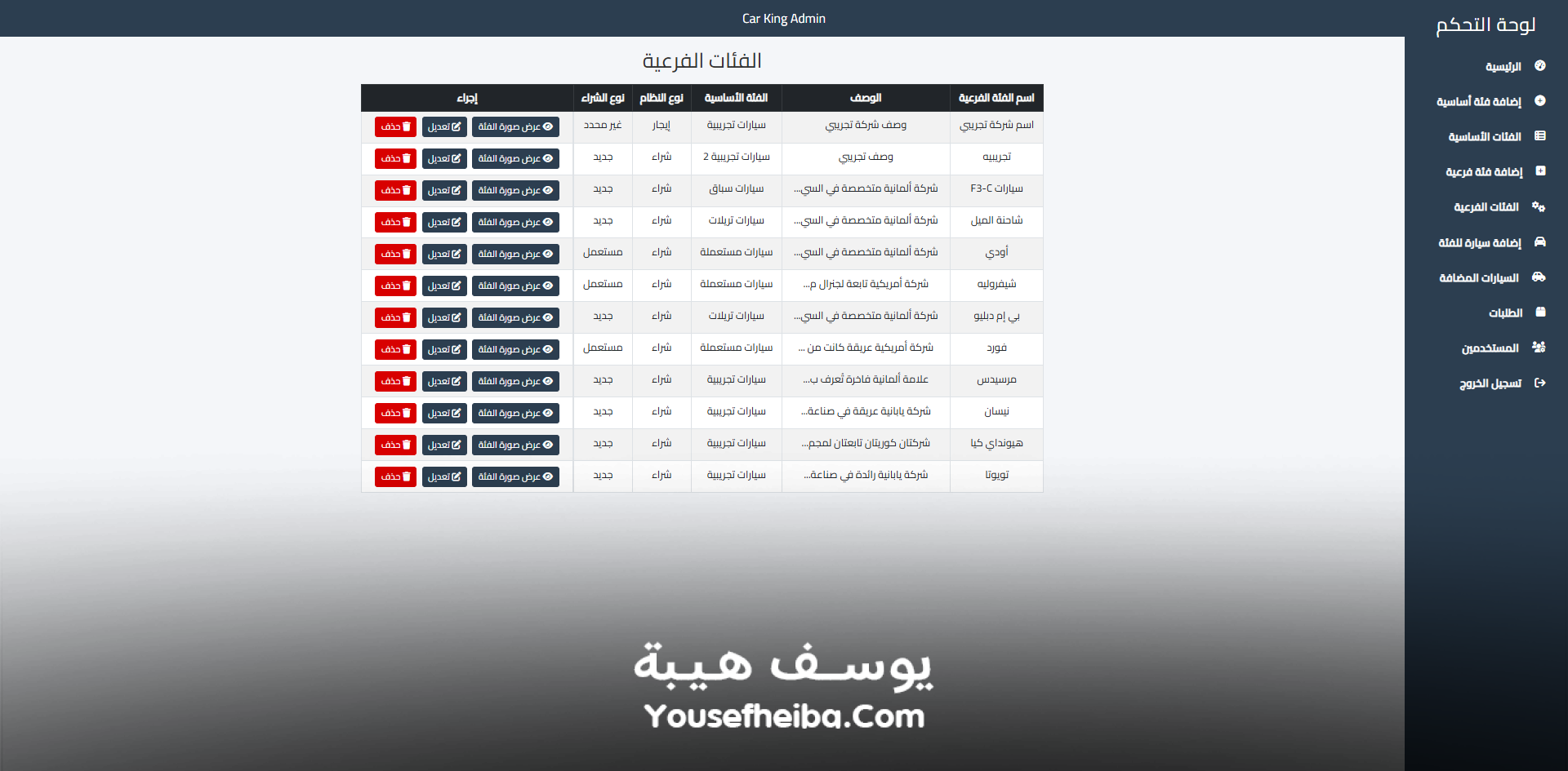 منصة معرض سيارات إلكتروني متكامل لبيع وتأجير السيارات.
